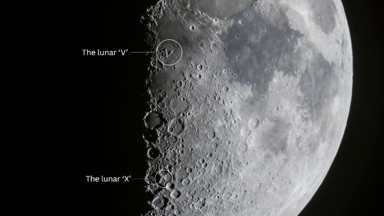 See a colossal 'X' and 'V' appear on the moon after sunset tonight