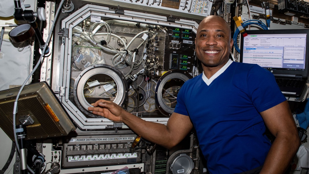Space flames and microgravity liquids: Astronauts mark 20 years with space station equipment