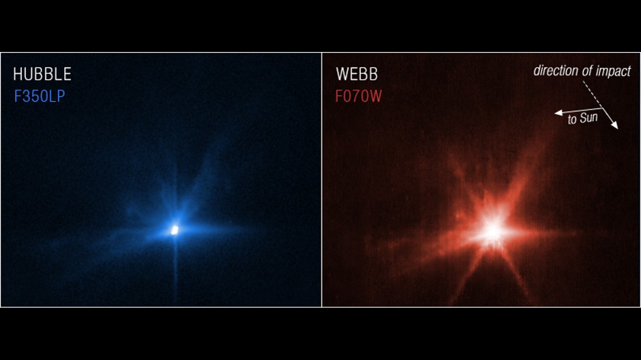 DART asteroid crash seen by James Webb, Hubble space telescopes (photos)