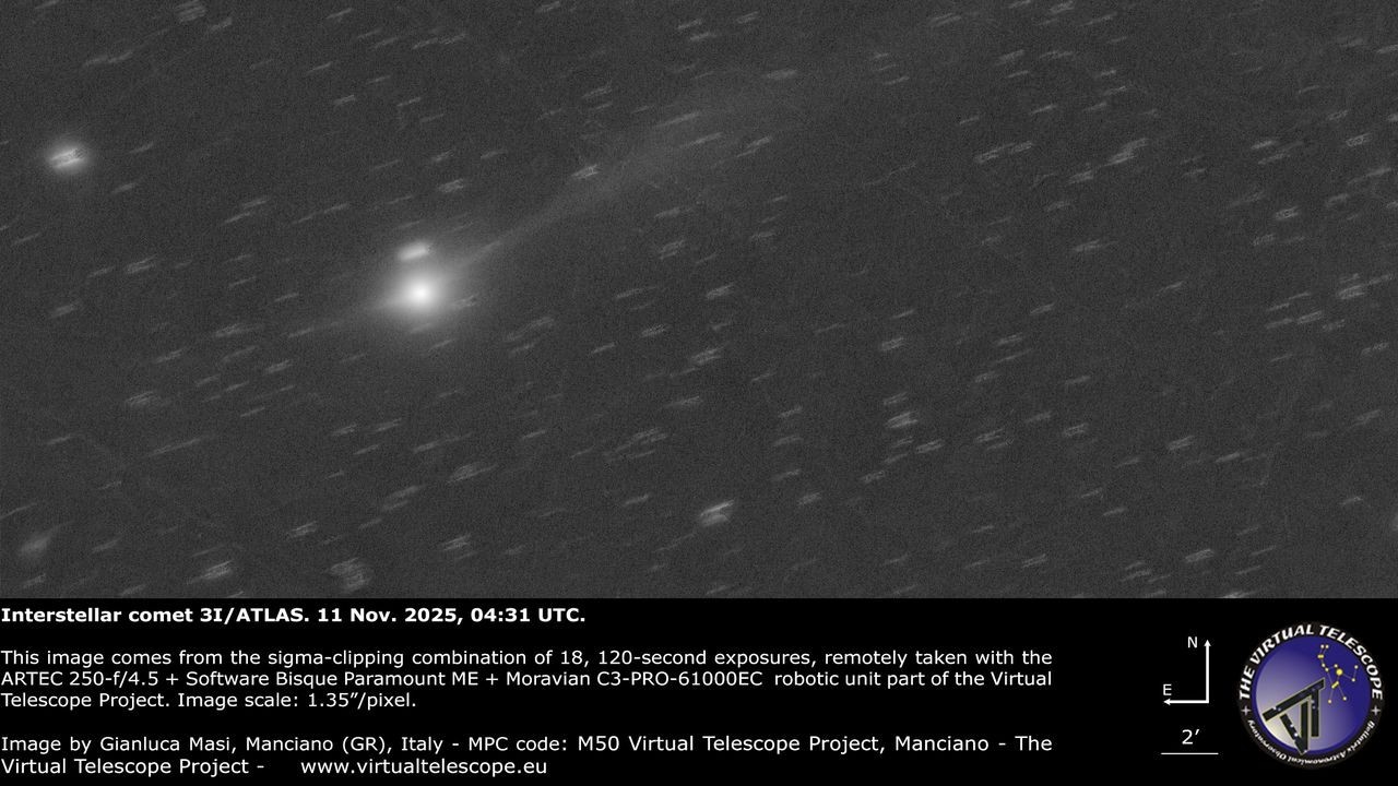 Watch interstellar comet 3I/ATLAS speed away from the sun in free telescope livestream tonight