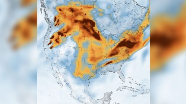 Wildfire smoke spreads across US in striking images from space