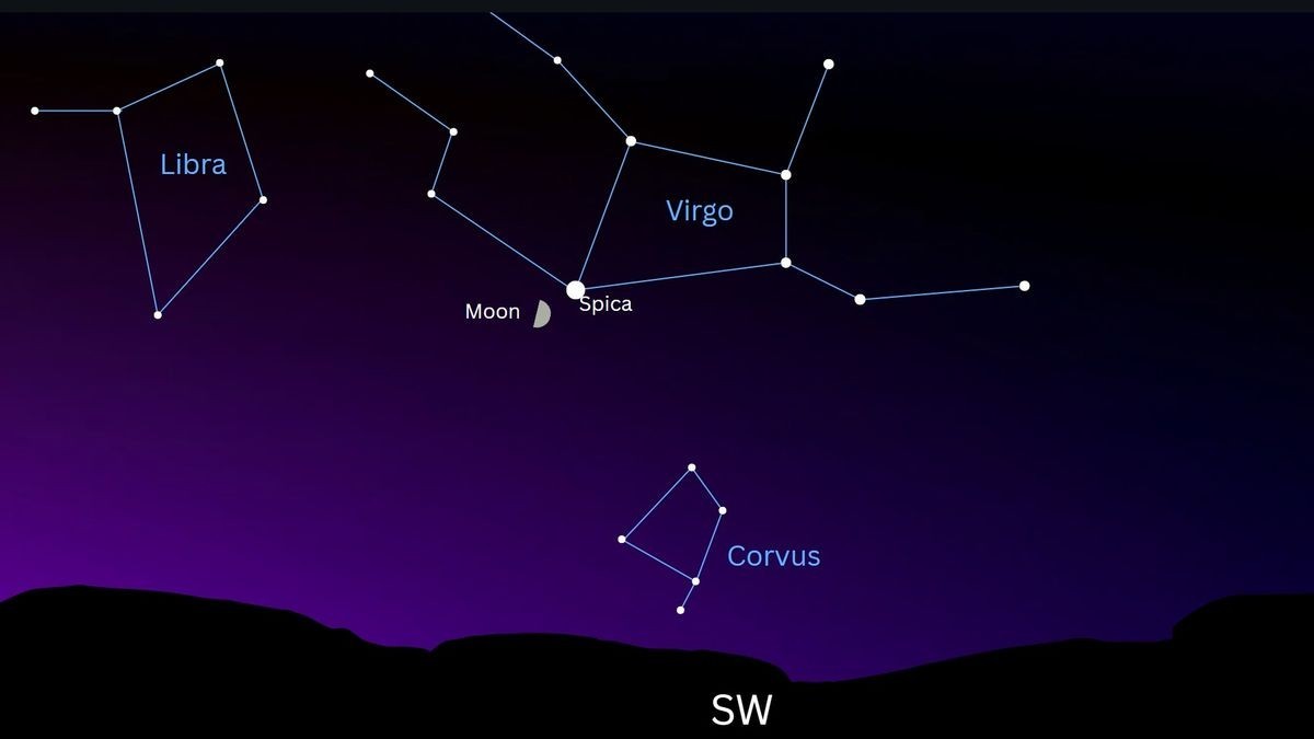 See the bright star Spica close to the waxing gibbous moon on July 3