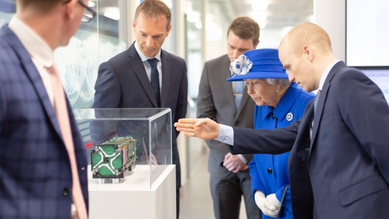 Queen Elizabeth II reviews Spire's Earth-observing satellites in Glasgow (photos)