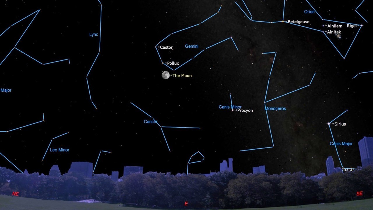 The bright moon meets up with the Gemini twins tonight (Feb. 3)