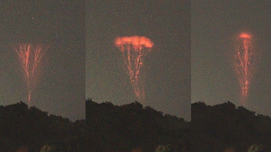 Photographer captures rare 'gigantic jets' of upside-down lightning blasting out of Atlantic hurricane